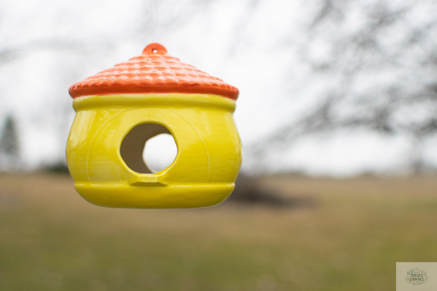 Ceramic Glazed Birdhouse | Hanging Bird Feeder | Handmade Birdhouse