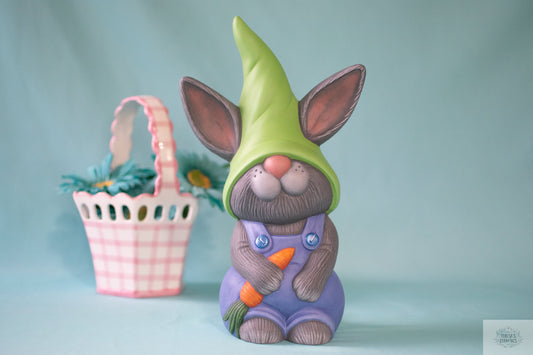 Peter Bunny Gnome | Garden Rabbit Gnome | Bunny With Gnome Hat | Ceramic Garden Art - Teresa's Ceramics