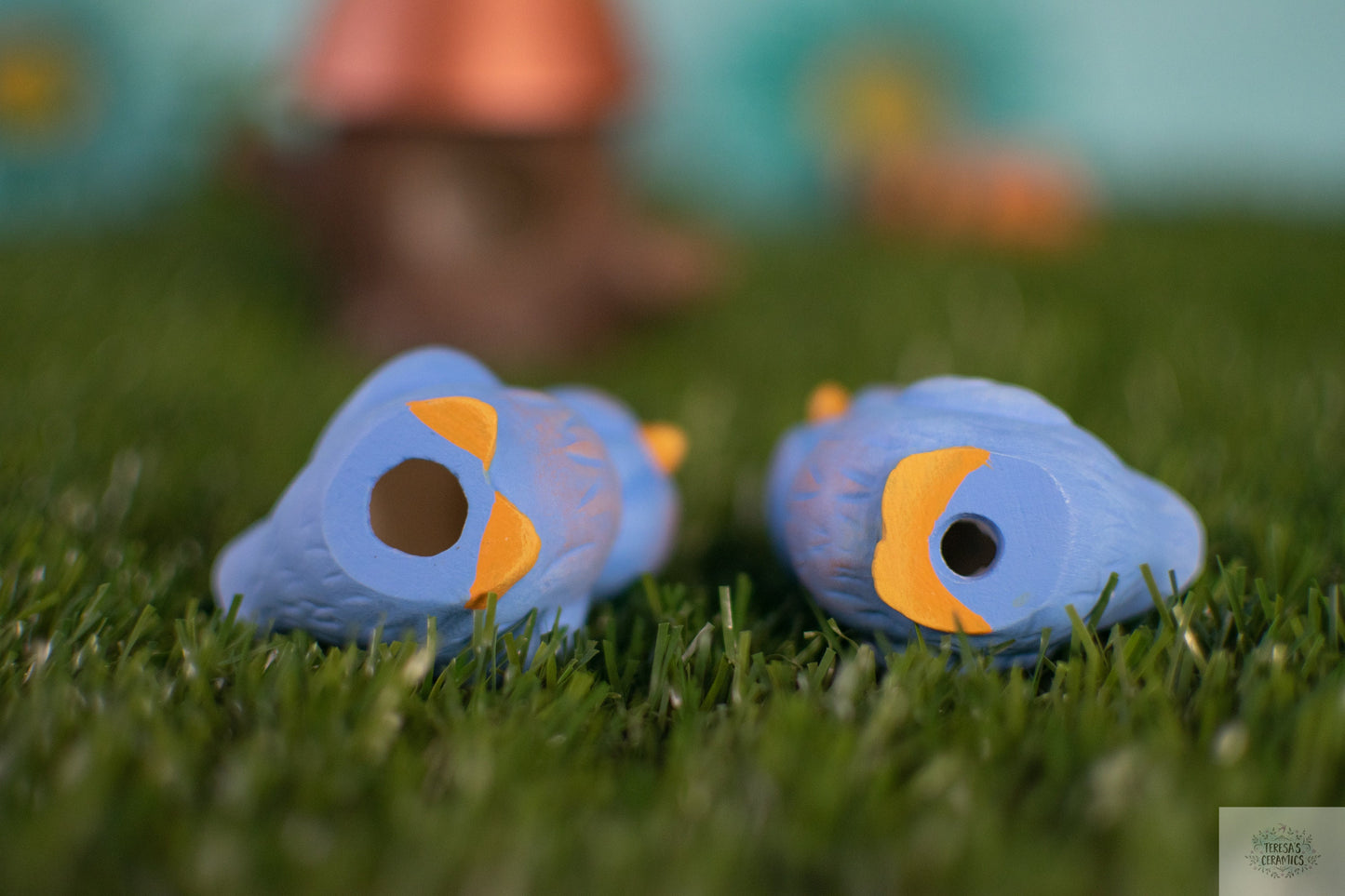 Adorable Blue Bird Couple: Woodland Nursery Decor, Baby Shower Gift, Miniature Cake Topper, Handmade Art