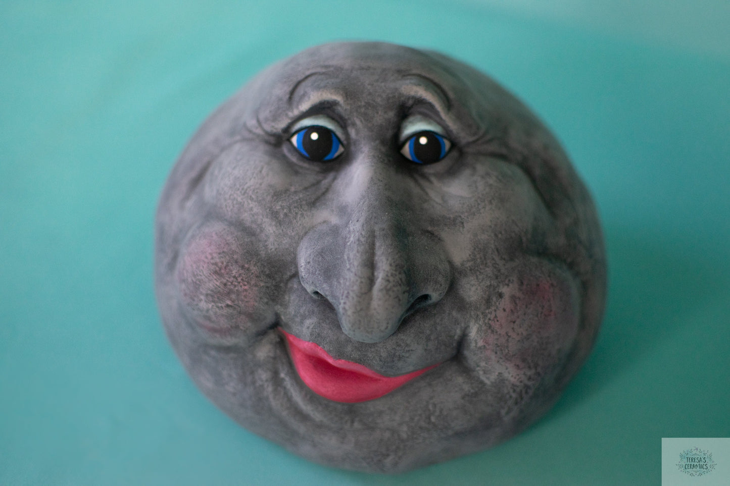 Whimsical Garden Stone Face Sculpture | Outdoor Yard Art Rock Decor | Aunt Betty Fraggle-Inspired