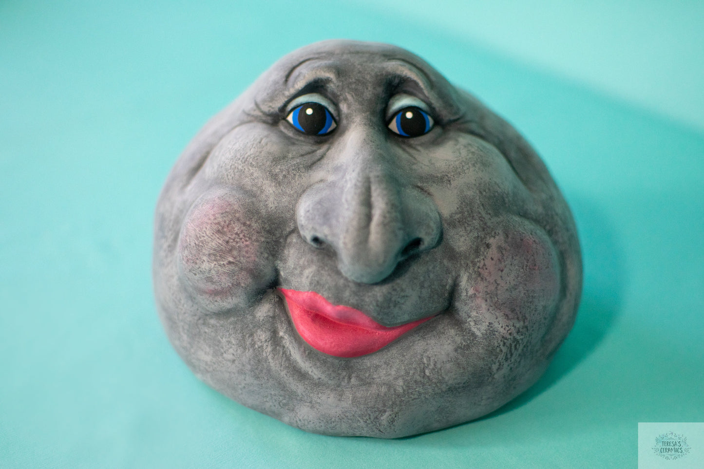 Whimsical Garden Stone Face Sculpture | Outdoor Yard Art Rock Decor | Aunt Betty Fraggle-Inspired