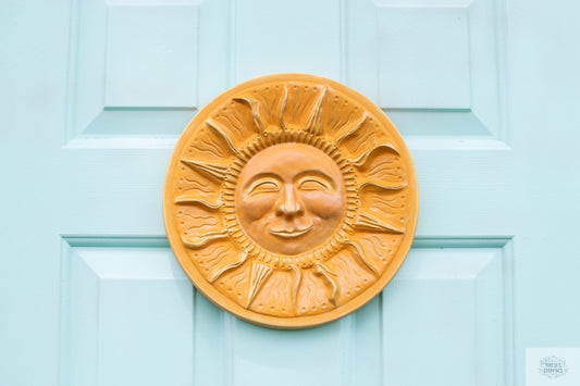 Vintage Boho Sun | Large Door Hanger | Ceramic Garden Art | Entryway Wall Art - Teresa's Ceramics