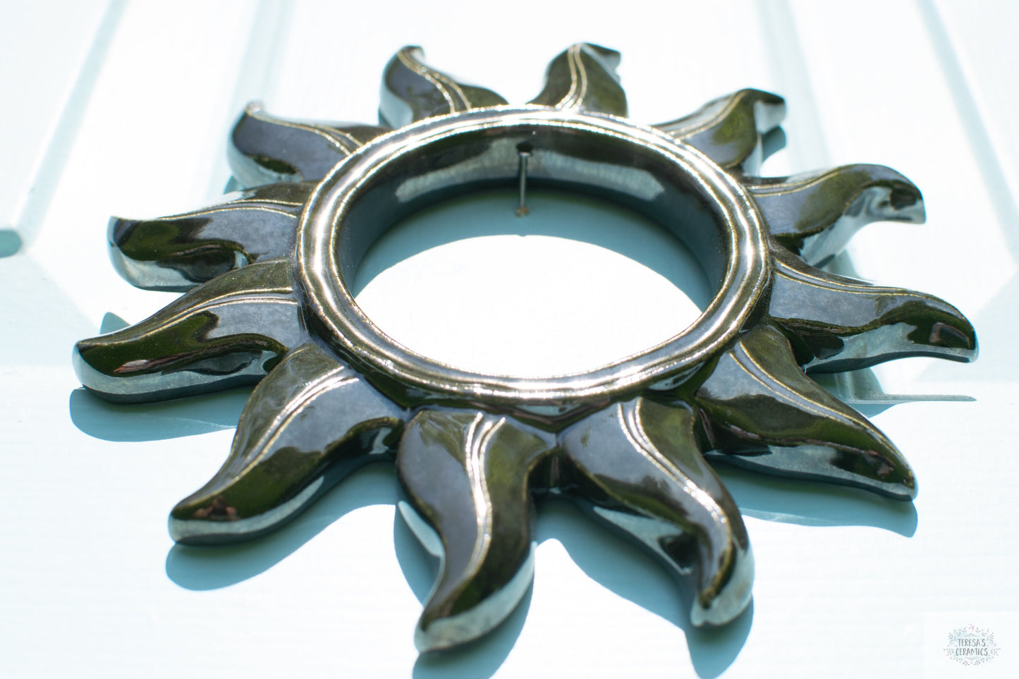 Sun burst Door Hanger | Retro Ceramic Sun | Groovy Entryway Decor