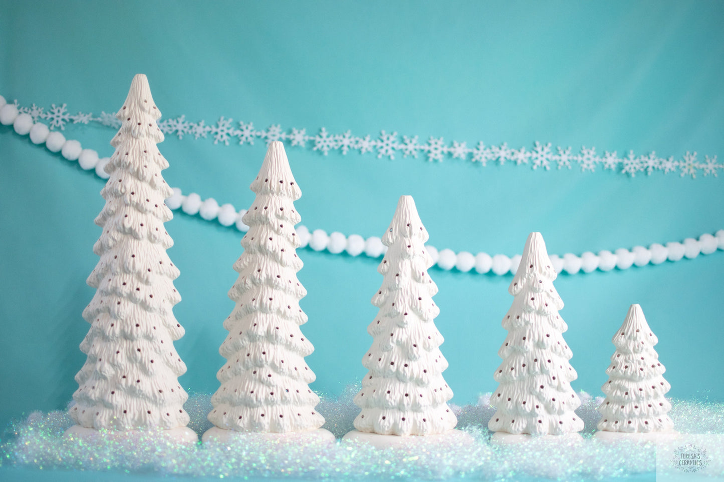 DIY Painting Kit: 5 Slim Bisque Christmas Trees - Unpainted Ceramic Xmas Decor Craft Project