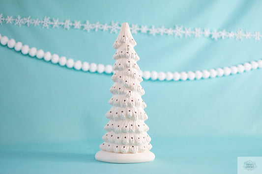 Ceramic Christmas tree in bisque - Slim Christmas Tree - 13 inches tall - Ready to paint - Painting project - DIY ceramics - Teresa's Ceramics