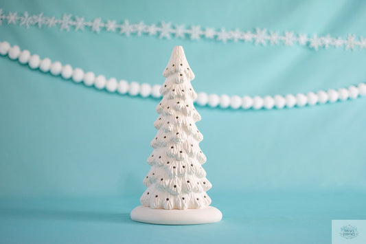Slim Ceramic Christmas Tree Bisque - 10.5 Inch DIY Painting Project - Vintage Style Holiday Decoration - Teresa's Ceramics
