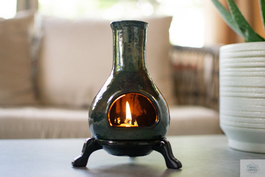 Rustic Ceramic Chiminea: Boho Candle & Incense Holder for Garden, Patio, Cottagecore Decor