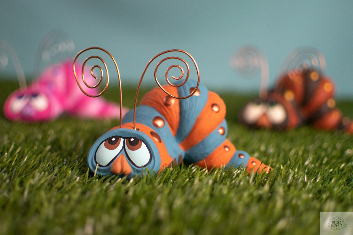 Whimsical Boho Garden Worm Sculpture: Colorful Yard Art Caterpillar Statue for Outdoor Wonderland Decor