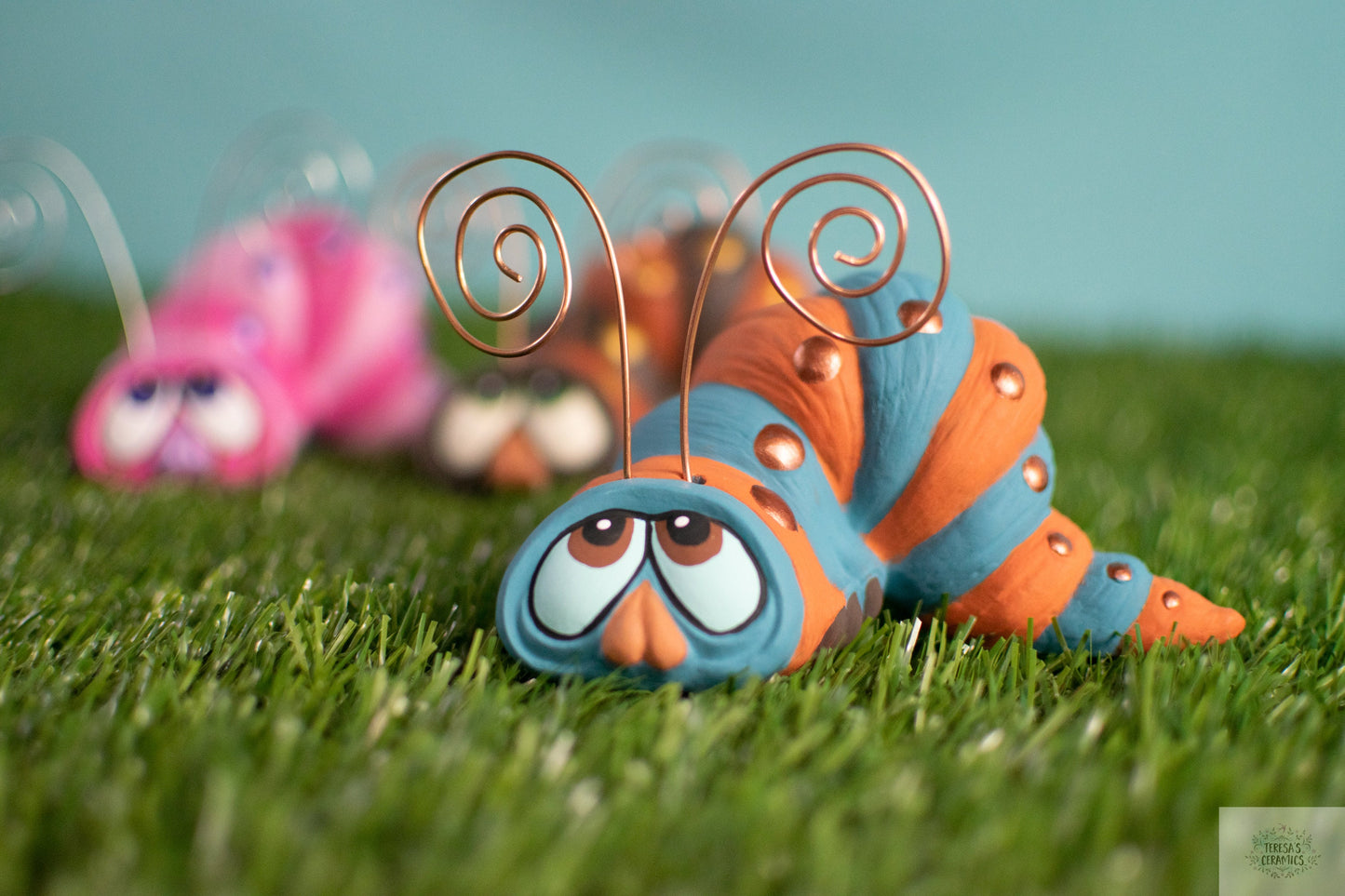 Whimsical Boho Garden Worm Sculpture: Colorful Yard Art Caterpillar Statue for Outdoor Wonderland Decor