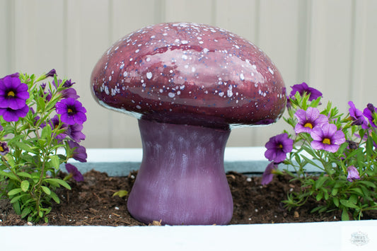Purple Garden Mushroom | Mushroom Yard Art | Shroom Ceramic Art | Fungi Garden Statue | Retro Home Decor | Boho Cottagecore