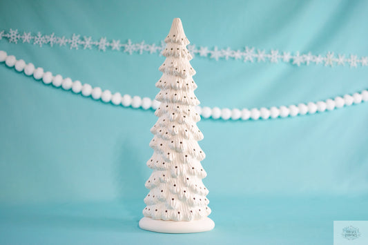 16-inch Slim Ceramic Christmas Tree Bisque - DIY Village Painting Project - Ready to Paint - Teresa's Ceramics