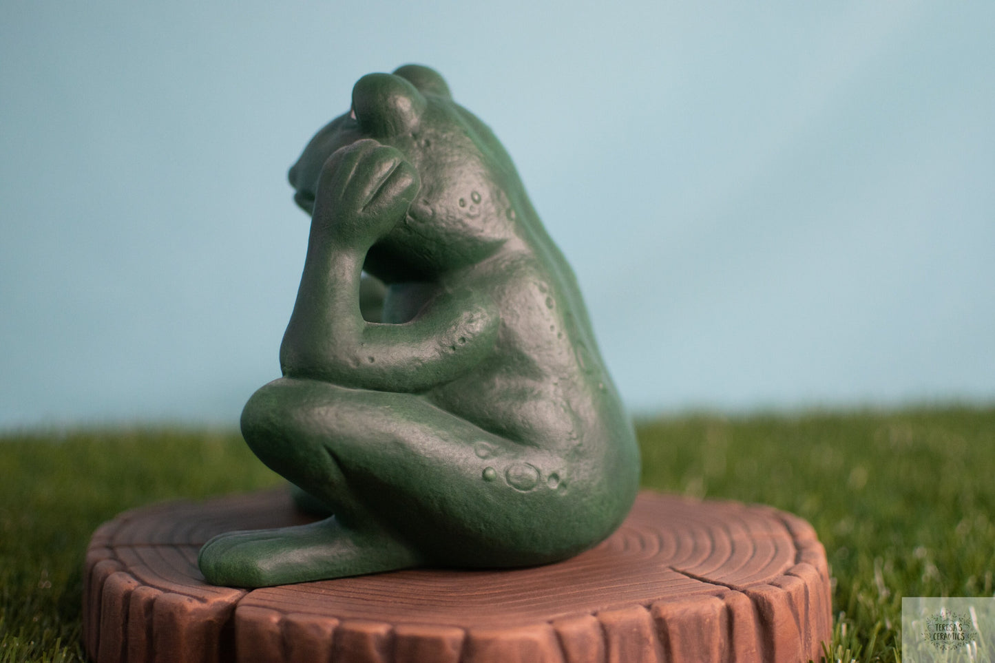 Thoughtful Garden Frog | Daydreaming Toad Statue | Frog Yard Art | Frog Garden Statue | Garden Frog Art | Handmade Garden Frog