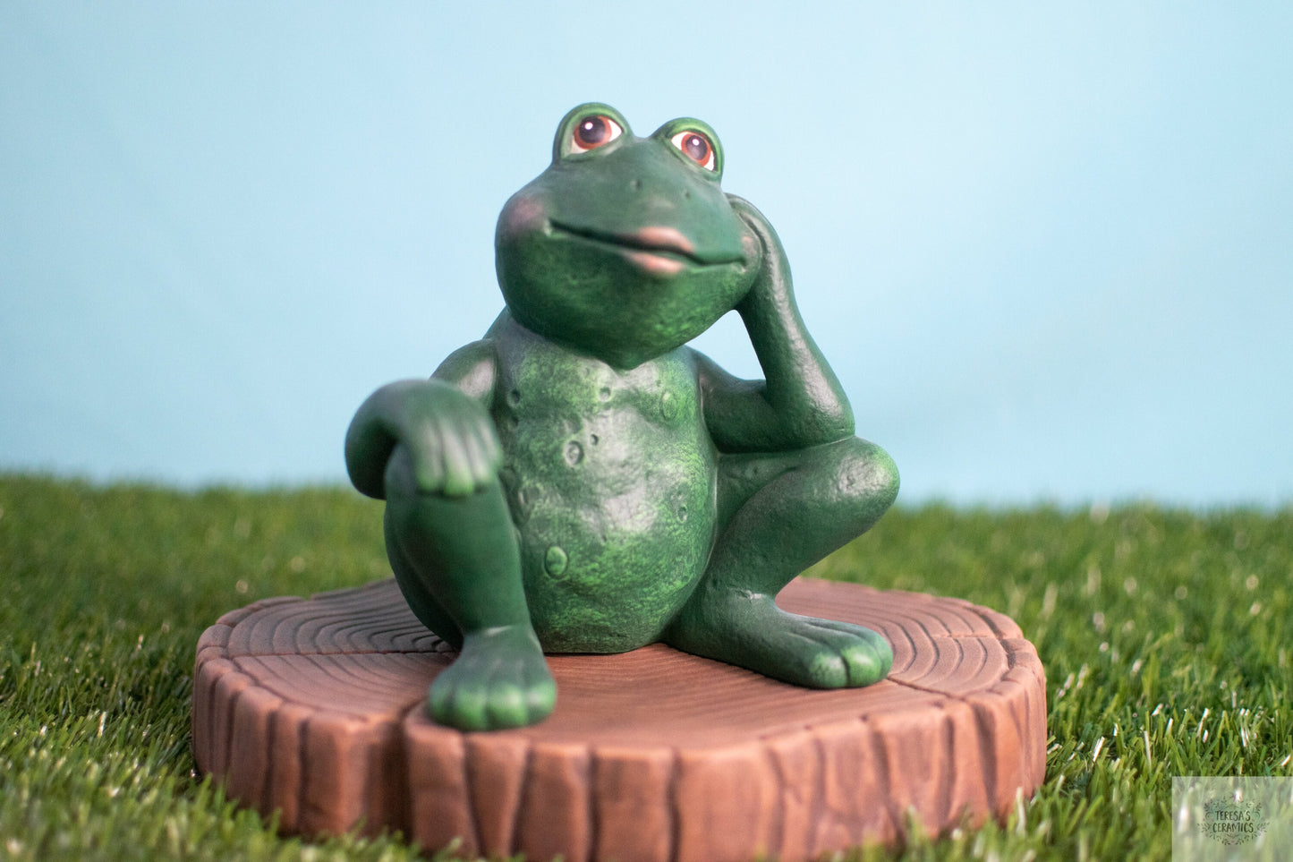 Thoughtful Garden Frog | Daydreaming Toad Statue | Frog Yard Art | Frog Garden Statue | Garden Frog Art | Handmade Garden Frog