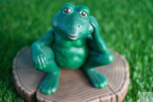 Thoughtful Garden Frog | Daydreaming Toad Statue | Frog Yard Art | Frog Garden Statue | Garden Frog Art | Handmade Garden Frog