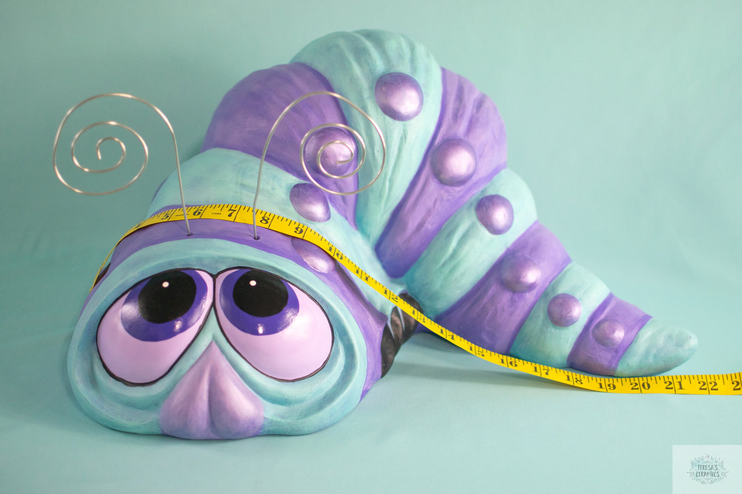 Whimsical Giant Ceramic Garden Worm Statue - Unique Patio Sculpture for Outdoor Landscape Decor