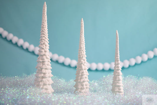Three Skinny Trees | Ceramic Pine Trees | Tall DIY Trees | Bisque Tree Trio | Ready To Paint | Ceramics To Paint - Teresa's Ceramics