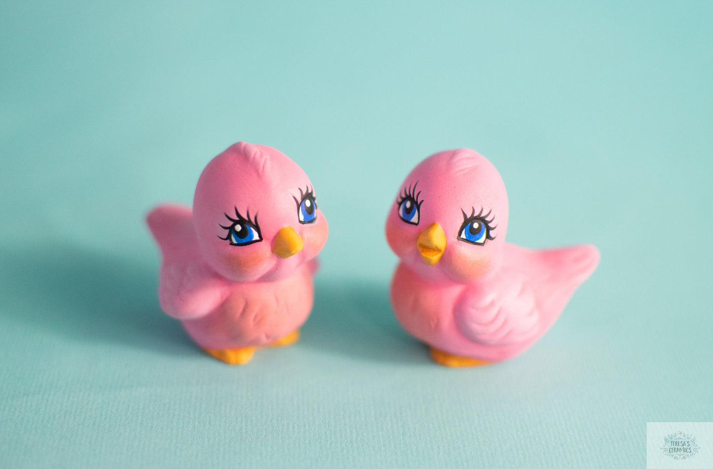 Adorable Blue Bird Couple: Woodland Nursery Decor, Baby Shower Gift, Miniature Cake Topper, Handmade Art