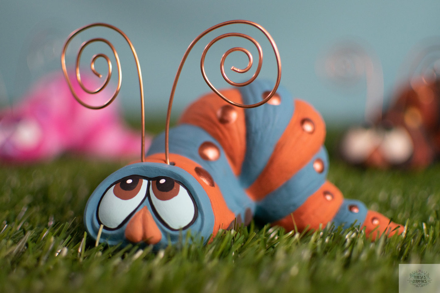 Whimsical Boho Garden Worm Sculpture: Colorful Yard Art Caterpillar Statue for Outdoor Wonderland Decor