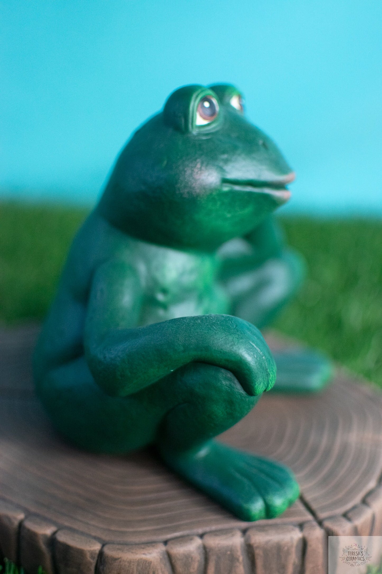 Thoughtful Garden Frog | Daydreaming Toad Statue | Frog Yard Art | Frog Garden Statue | Garden Frog Art | Handmade Garden Frog