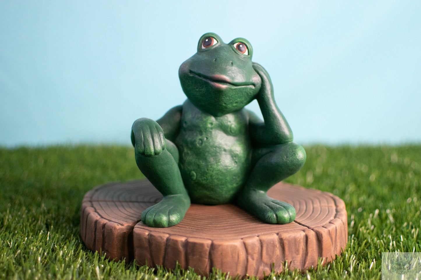 Thoughtful Garden Frog | Daydreaming Toad Statue | Frog Yard Art | Frog Garden Statue | Garden Frog Art | Handmade Garden Frog