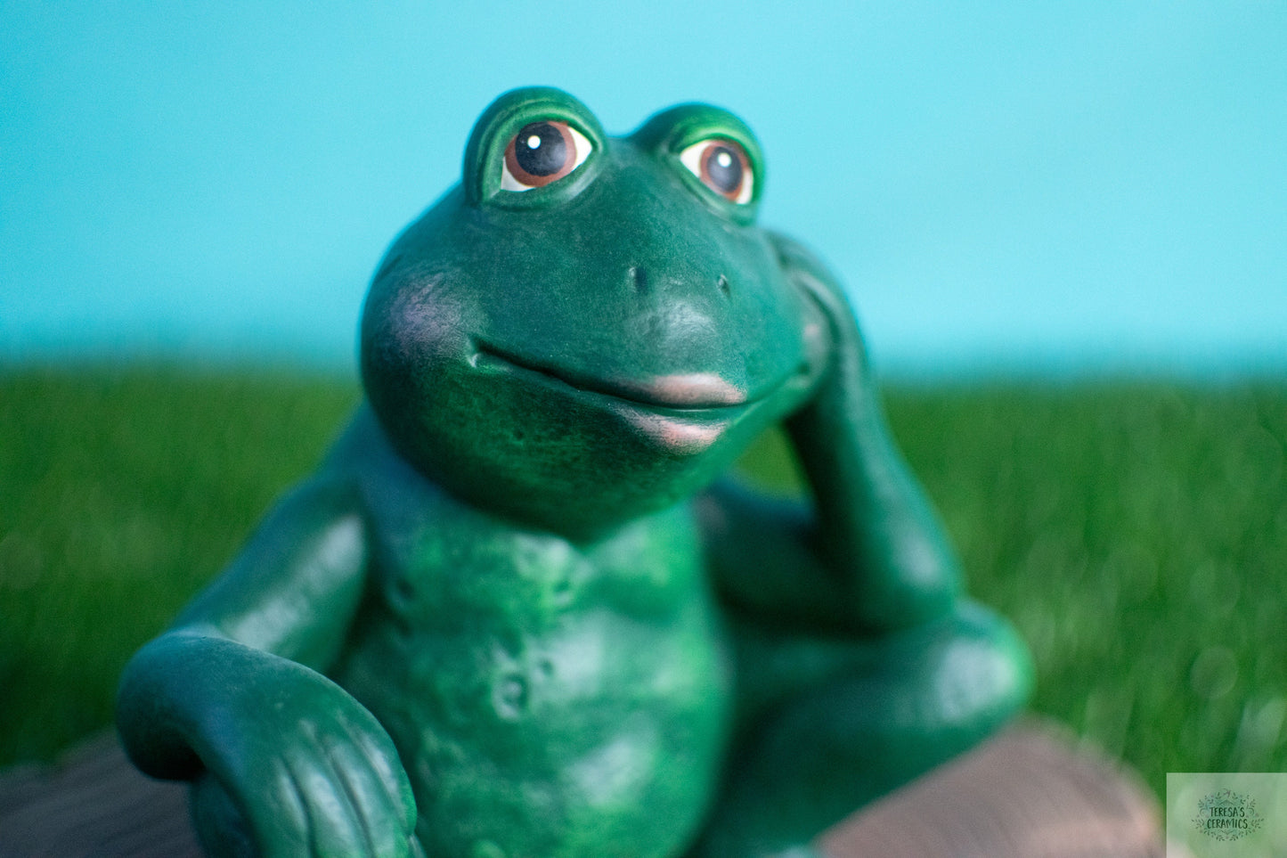 Thoughtful Garden Frog | Daydreaming Toad Statue | Frog Yard Art | Frog Garden Statue | Garden Frog Art | Handmade Garden Frog