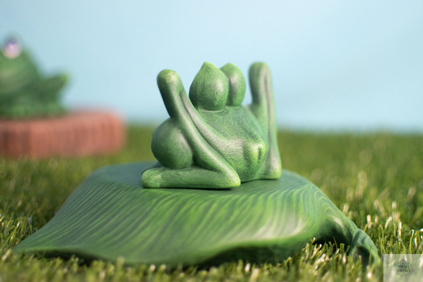 RESERVED for Victoria - Charming Ceramic Frog Statue for Garden, Patio, Potted Plants, Cake Topper - Home Décor