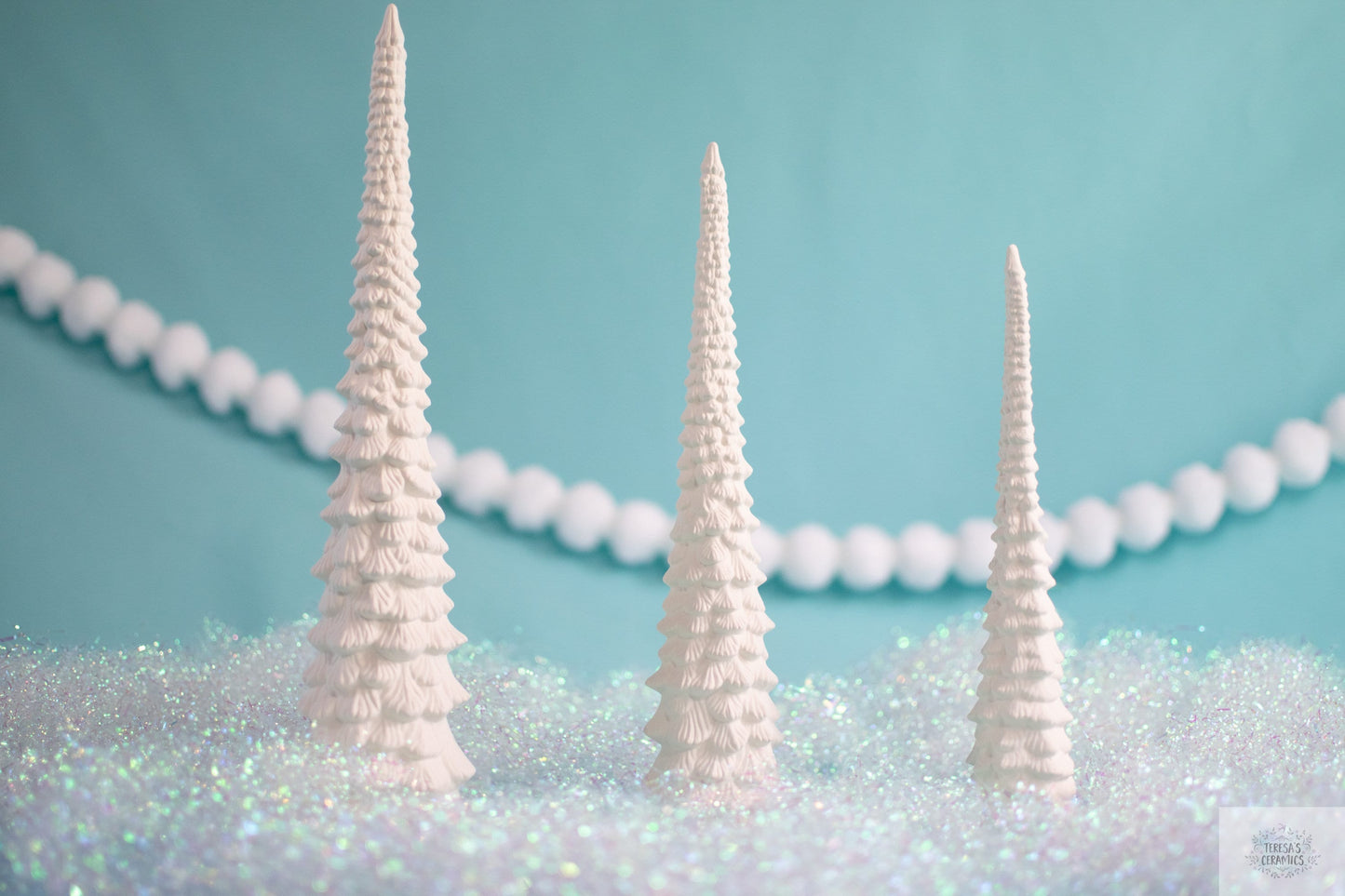 Three Skinny Trees | Ceramic Pine Trees | Tall DIY Trees | Bisque Tree Trio | Ready To Paint | Ceramics To Paint - Teresa's Ceramics