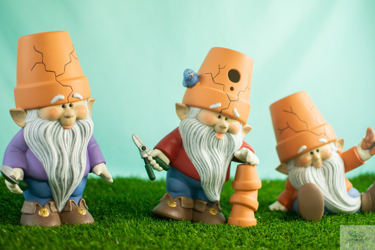 Large Crockpot Gnomes | Set of Three | Garden Gnome Brothers