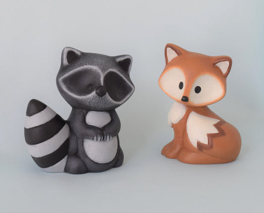 Ceramic Fox Figurine: Woodland Home Decor, Baby Shower Decoration, Cute Animal Cake Topper