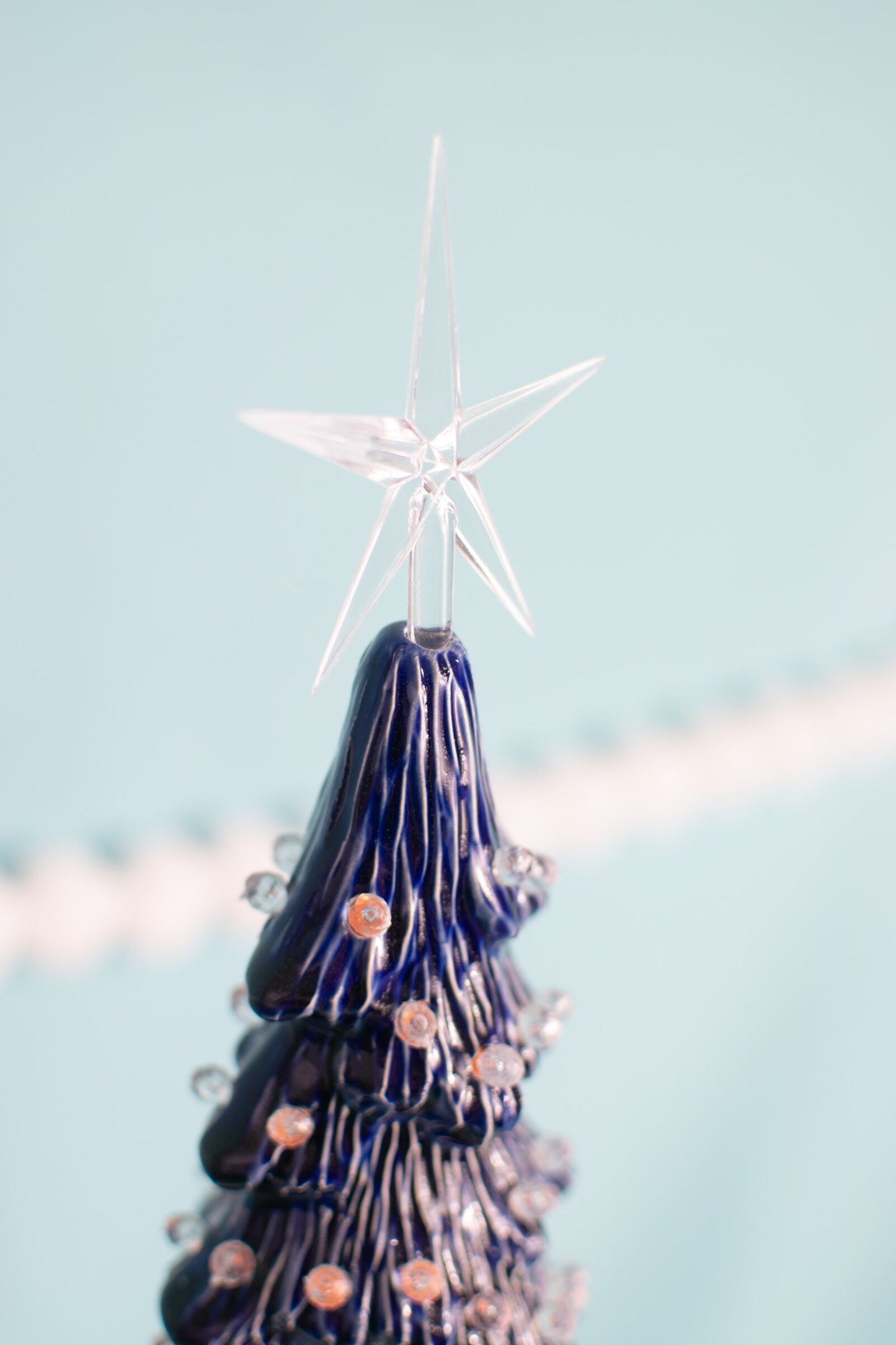 Sapphire Blue Ceramic Christmas Tree | Gemstone-Inspired Holiday Decor | Lighted Nightlight Gift
