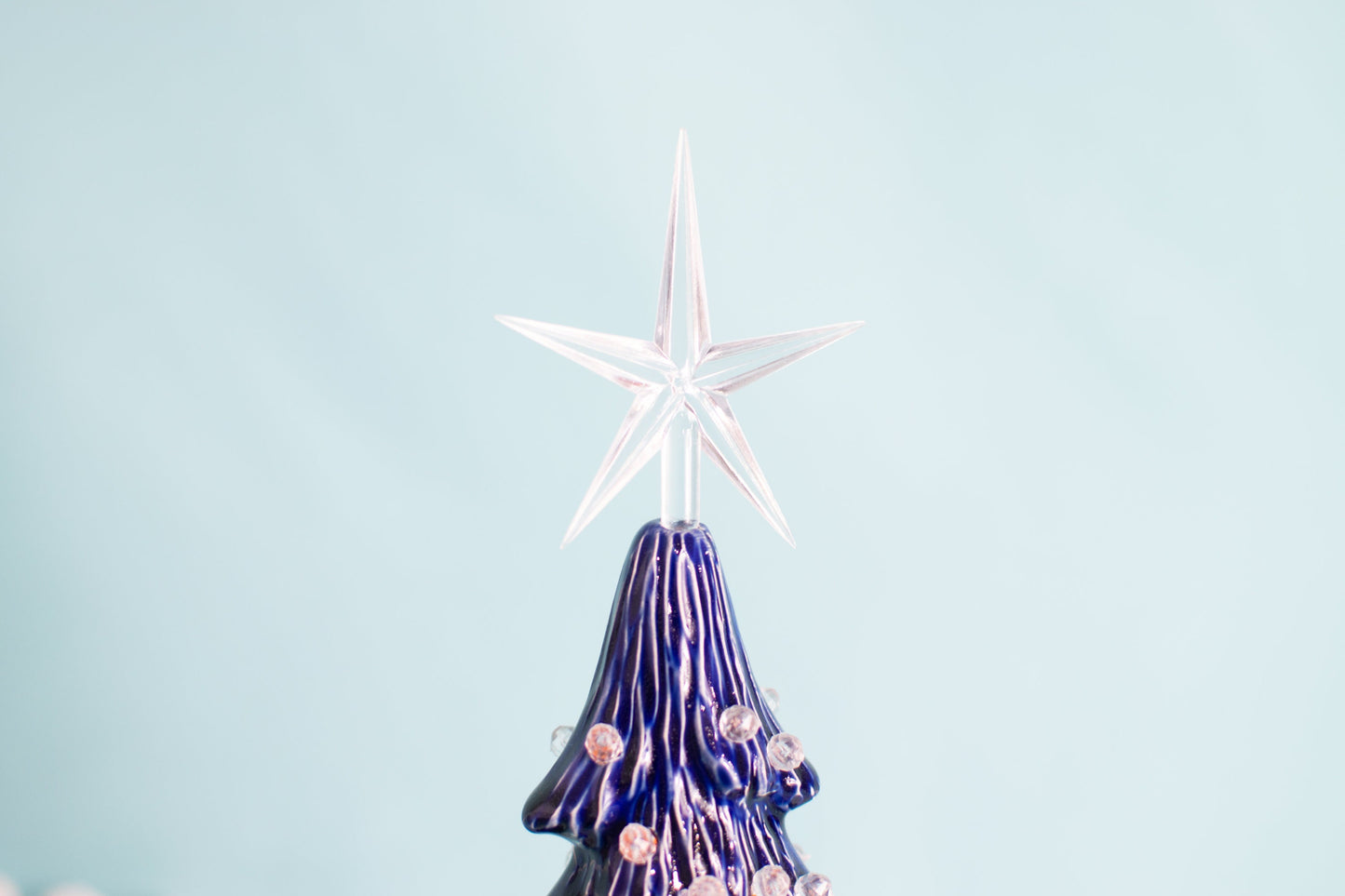 Sapphire Blue Ceramic Christmas Tree | Gemstone-Inspired Holiday Decor | Lighted Nightlight Gift