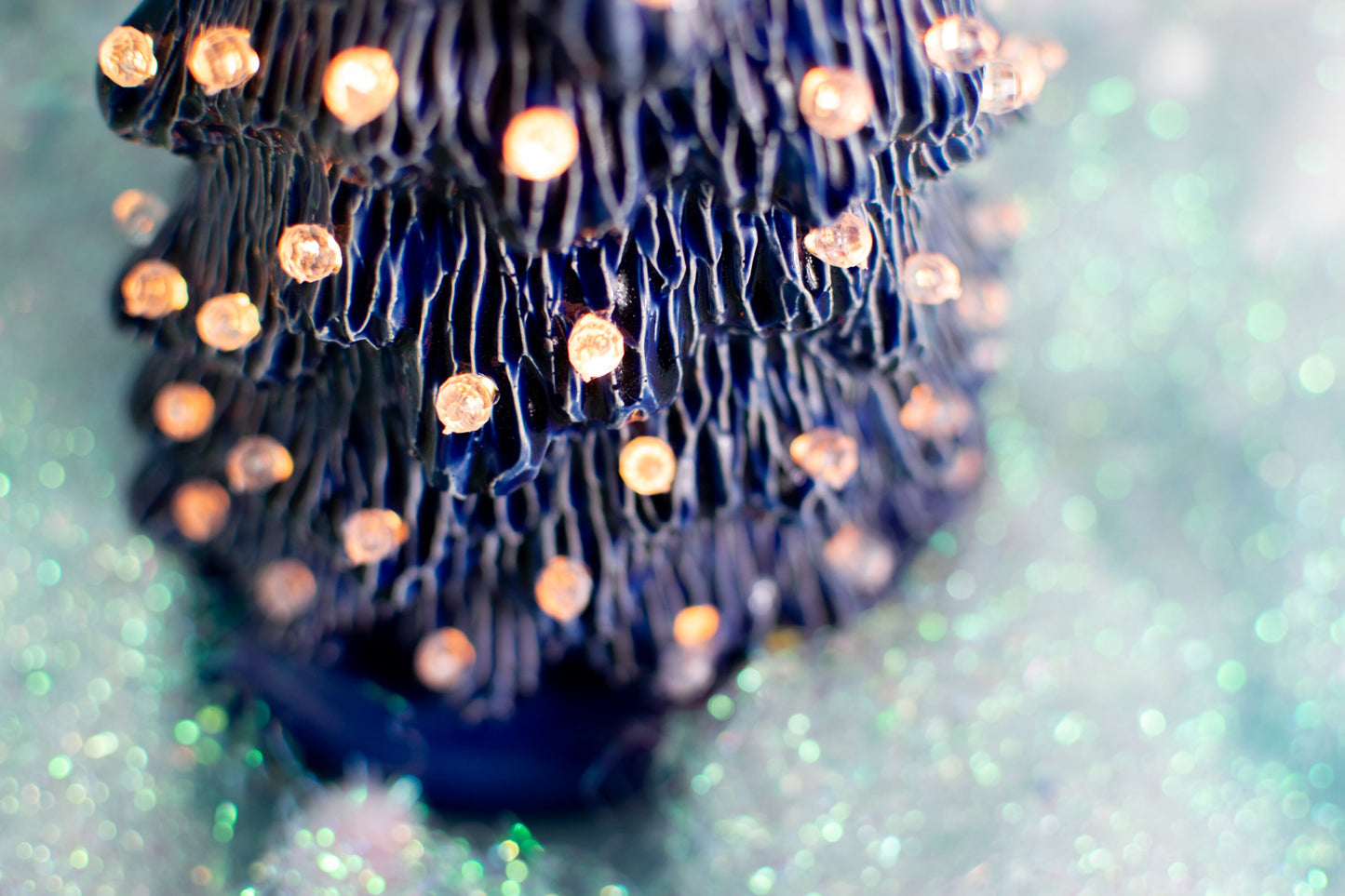 Sapphire Blue Ceramic Christmas Tree | Gemstone-Inspired Holiday Decor | Lighted Nightlight Gift