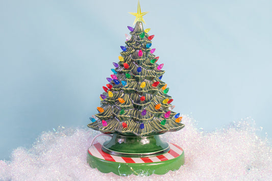 Doc Holiday Tree | Retro American Holiday | Ceramic Tree Light | Multicolored Christmas Lights - Teresa's Ceramics