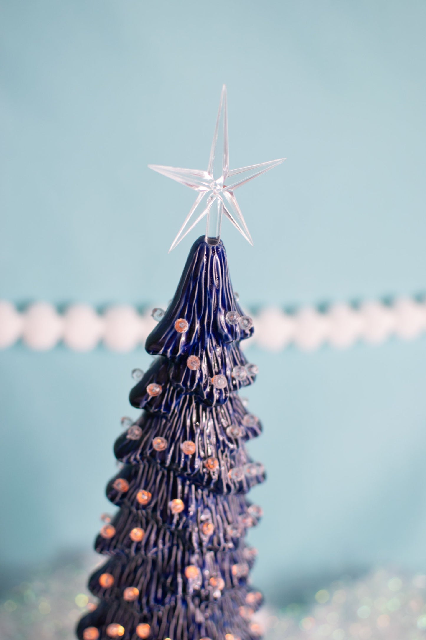 Sapphire Blue Ceramic Christmas Tree | Gemstone-Inspired Holiday Decor | Lighted Nightlight Gift