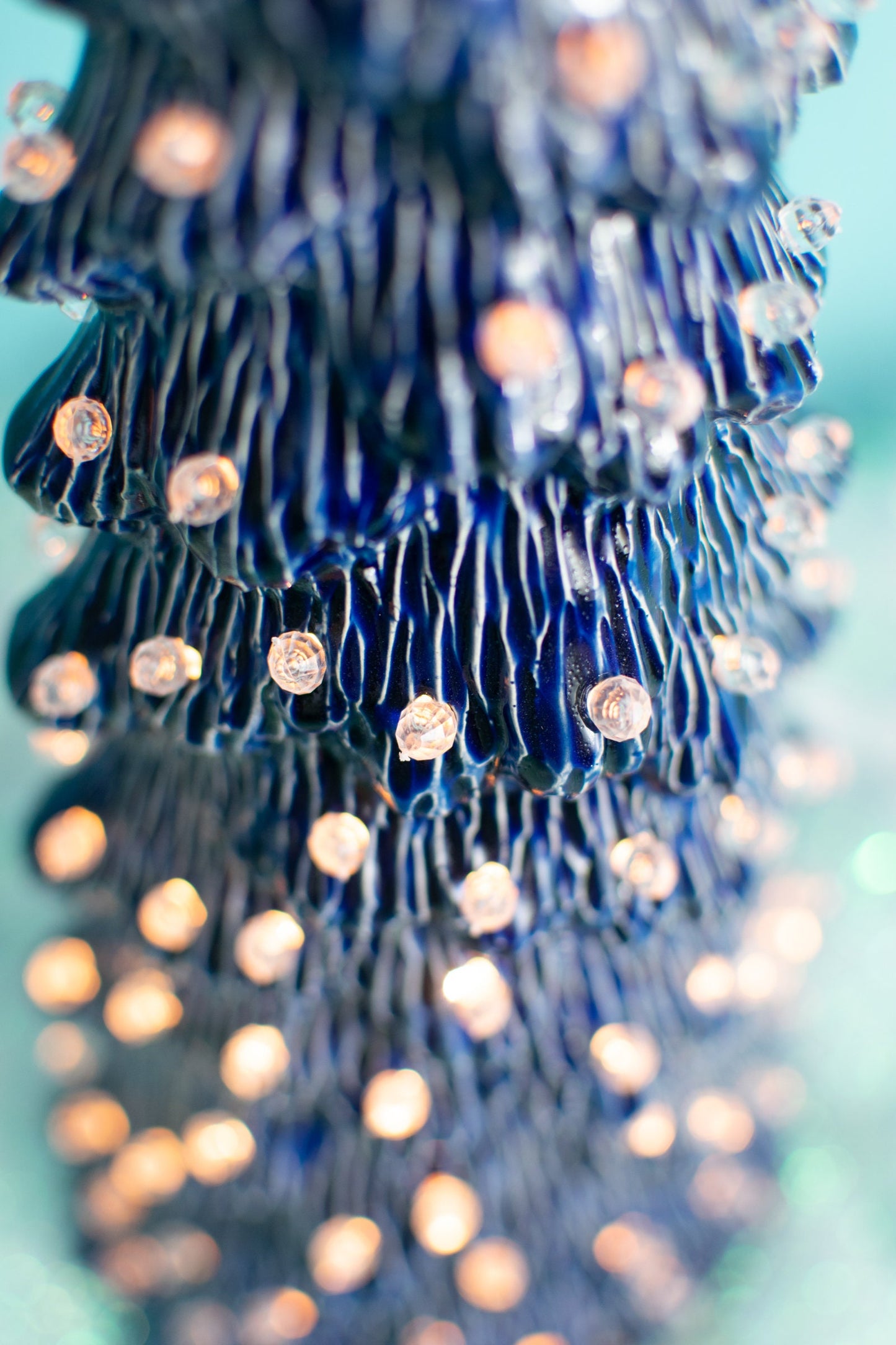 Sapphire Blue Ceramic Christmas Tree | Gemstone-Inspired Holiday Decor | Lighted Nightlight Gift