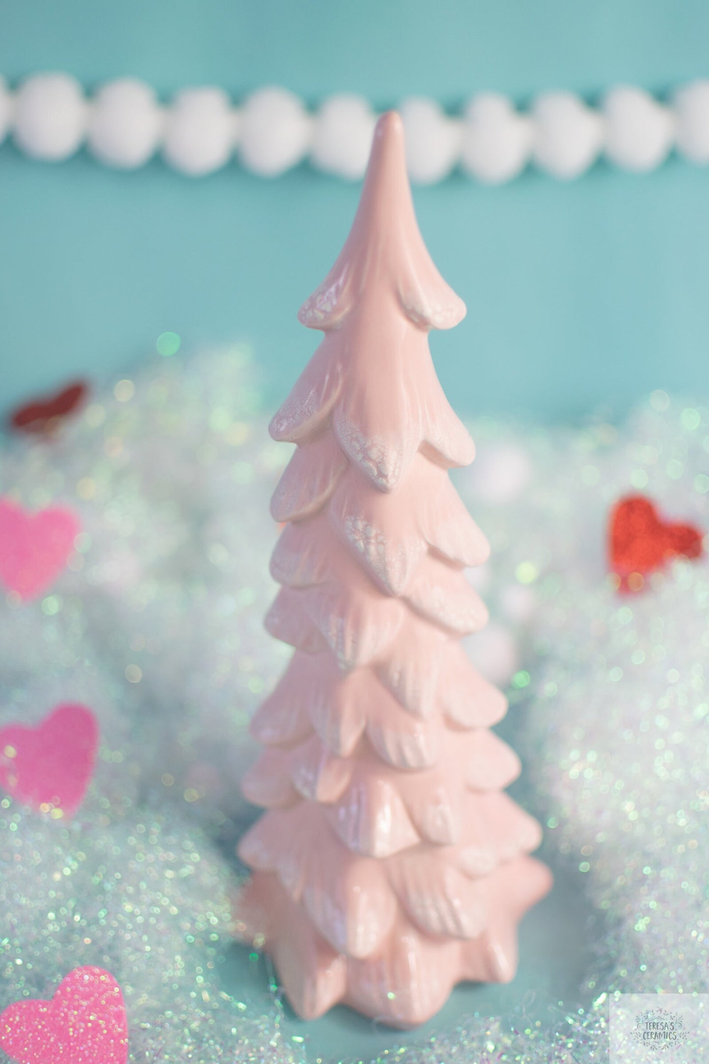 Valentine Winter Tree | Snowy Wispy Pine | Pretty Pink Pine