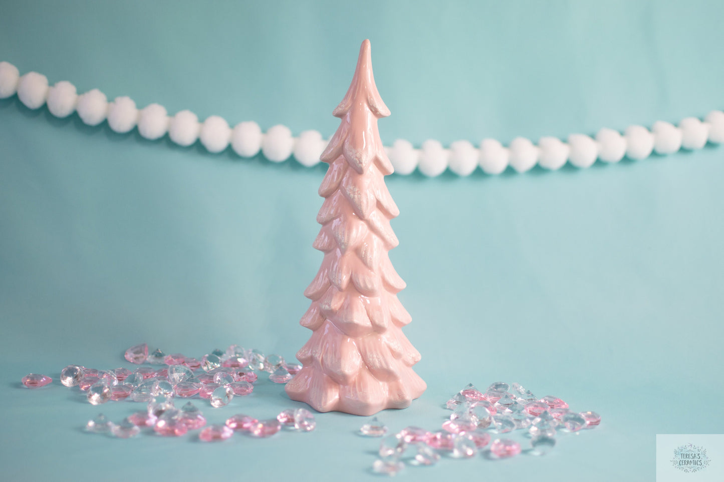 Valentine Winter Tree | Snowy Wispy Pine | Pretty Pink Pine