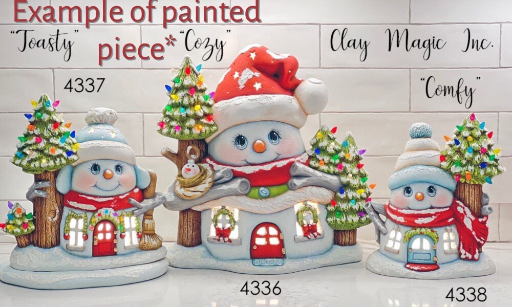 Snowman Fairy House | DIY Night Light | Ceramics To Paint | Ceramic Bisque Kit - Teresa's Ceramics