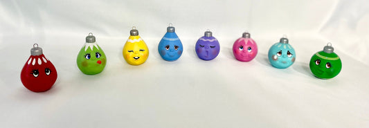 Set of Christmas Ornaments - 8 piece set - Multi-colored Christmas bulbs - Christmas Gift - Ceramic Vintage Bulbs - Christmas in July Sale