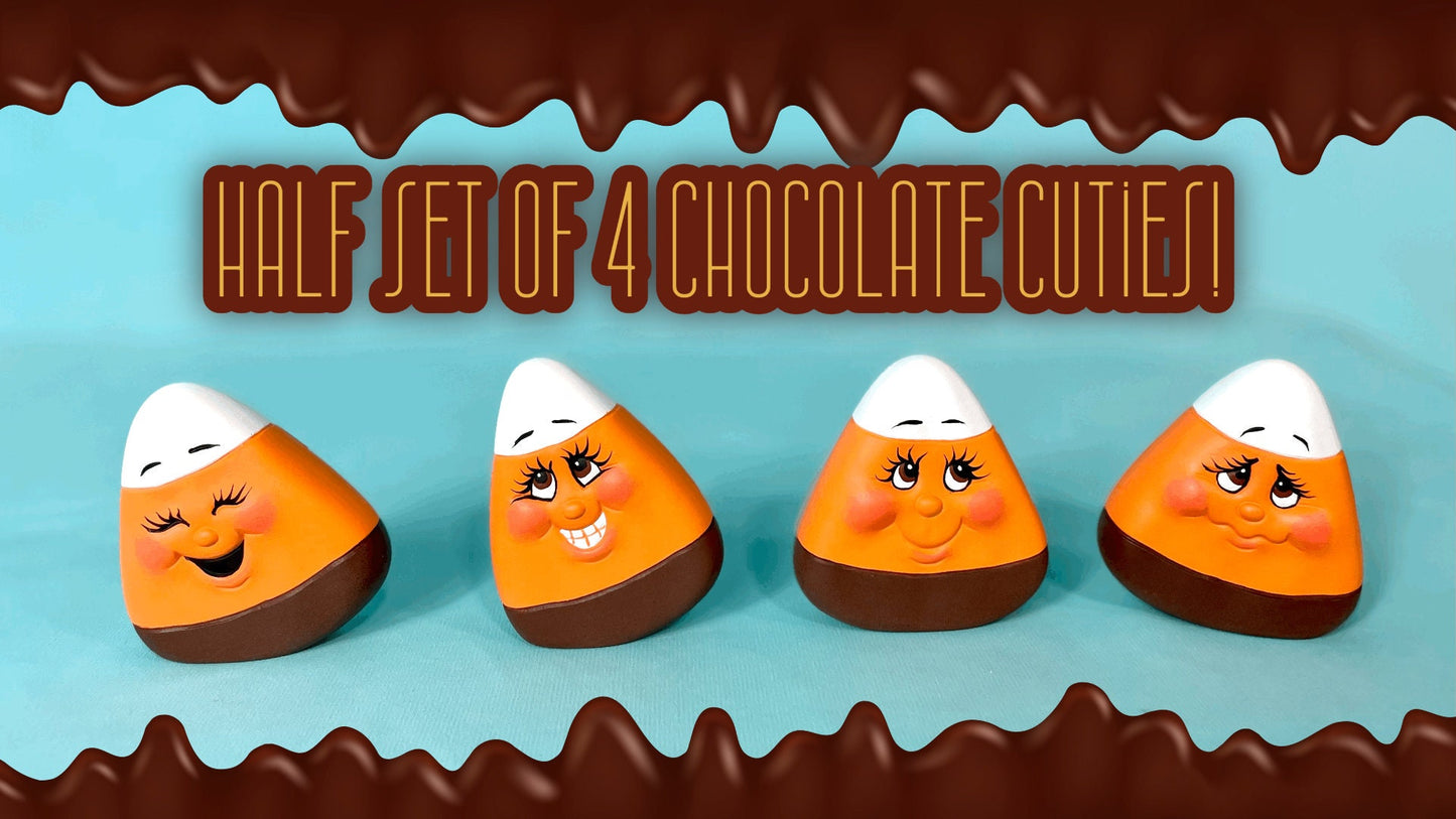 Chocolate Candy Corn Cuties | Ceramic Fall Set | Halloween Decor - Teresa's Ceramics