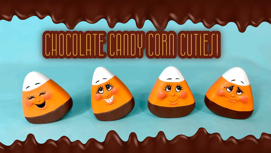 Chocolate Candy Corn Cuties | Ceramic Fall Set | Halloween Decor - Teresa's Ceramics