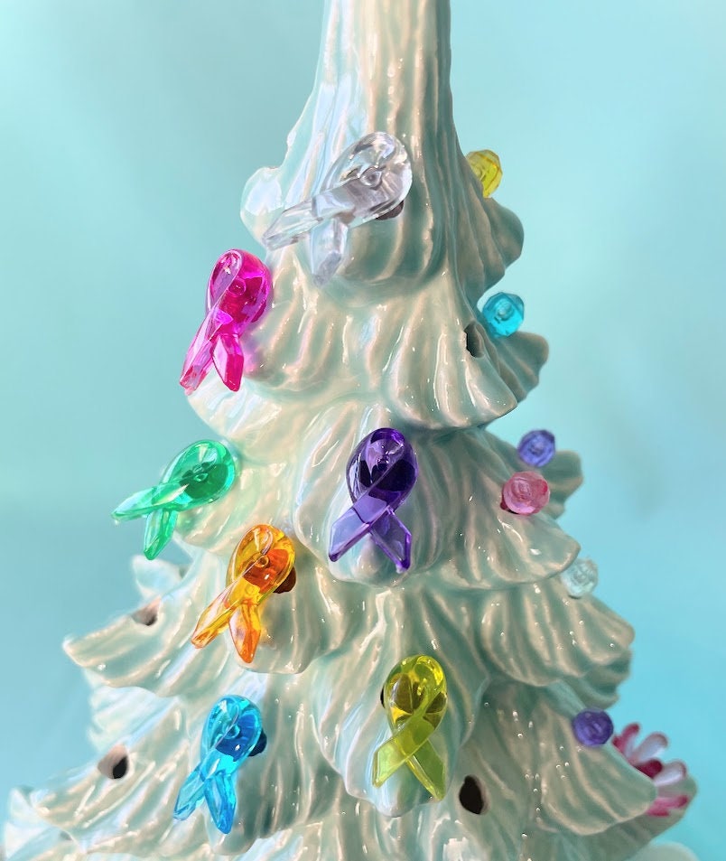 Vibrant Ribbon Bulbs: 50 Plastic Replacements for Ceramic Christmas Tree Decorations (1/16 Inch Peg)