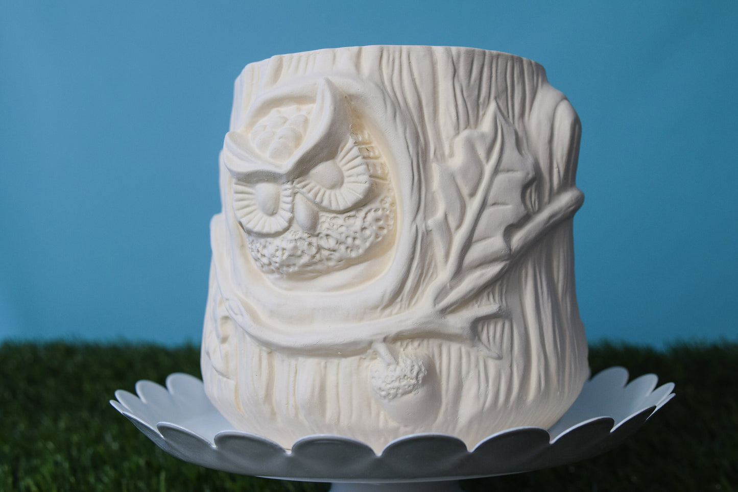 Bisque Owl Planter 4.25in tall | Woodland Planter | Vintage | DIY | Paint Yourself