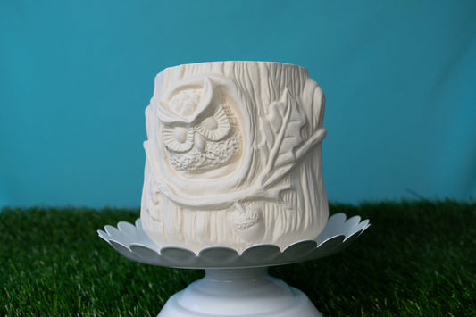 Bisque Owl Planter 4.25in tall | Woodland Planter | Vintage | DIY | Paint Yourself