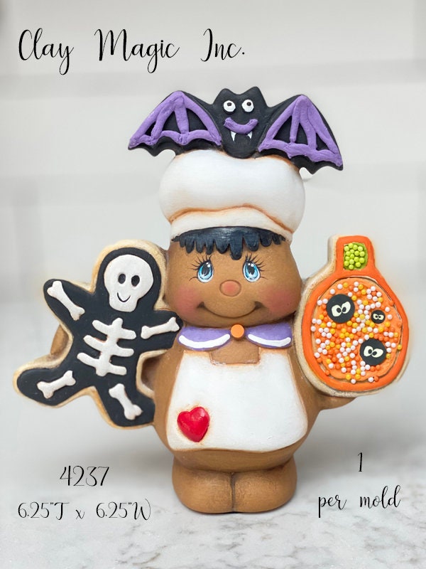 Bisque Halloween Gingerbread Friends 6in | Set of 3 | Gift For Bakers | Father's Day | Faux Food | Free Shipping - Teresa's Ceramics