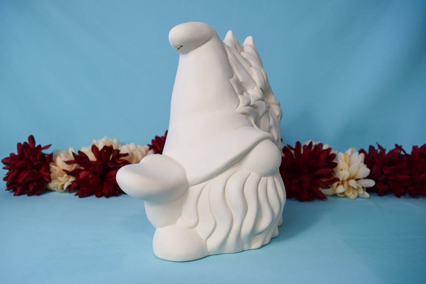 Bisque Poinsettia Gnome 8in | Vintage Ceramic Gnome | Vintage Christmas Gnome | Ready To Paint | DIY - Teresa's Ceramics
