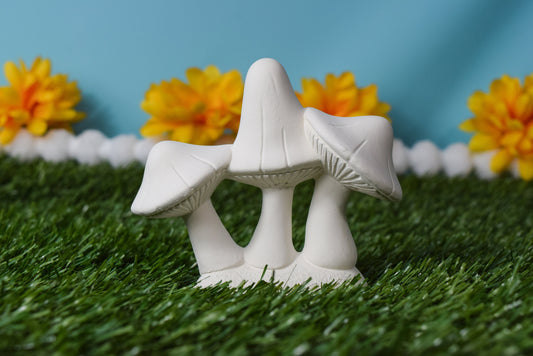 Bisque Mushroom Trio - Fairy Garden | Paint Yourself | Mushroom Yard Art | DIY Mushrooms | Garden Art | Mushroom Decor | Cottagecore Decor - Teresa's Ceramics