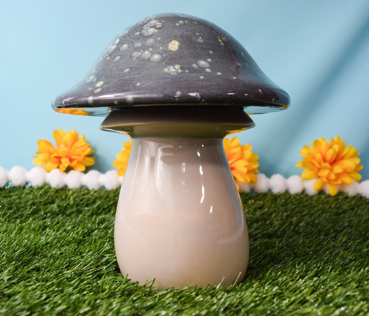 Funky Mushroom - Volcanic Ash Speckled Glaze | Mushroom Yard Art | Mushroom Decor | Garden Art | Outdoor Mushroom Art | Cottagecore Yard Art
