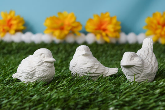 Bisque Trio of Little Birds | Paint Yourself | Little Ceramic Birds | DIY Paint Project | Cottagecore Decor | Pottery Painting | Farm Decor - Teresa's Ceramics