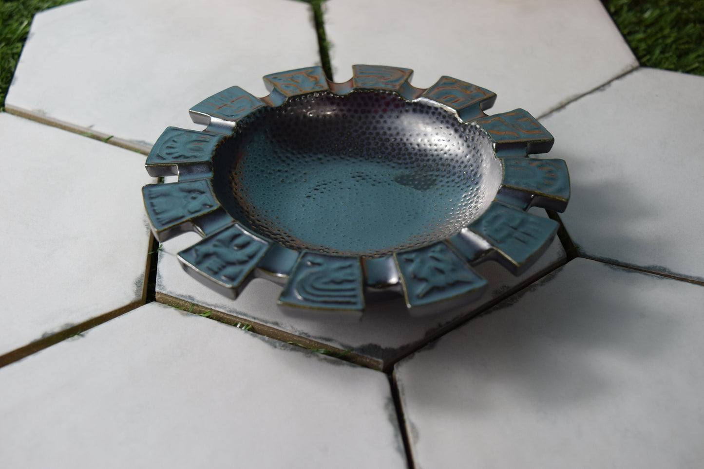 Celestial Ceramic Ash Tray: Rustic Boho Astrology Trinket Dish & Ring Holder for Housewarming Gifts